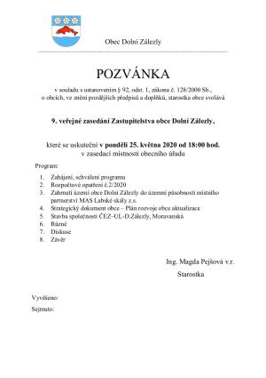 Pozvánka na jednání Zastupitelstva